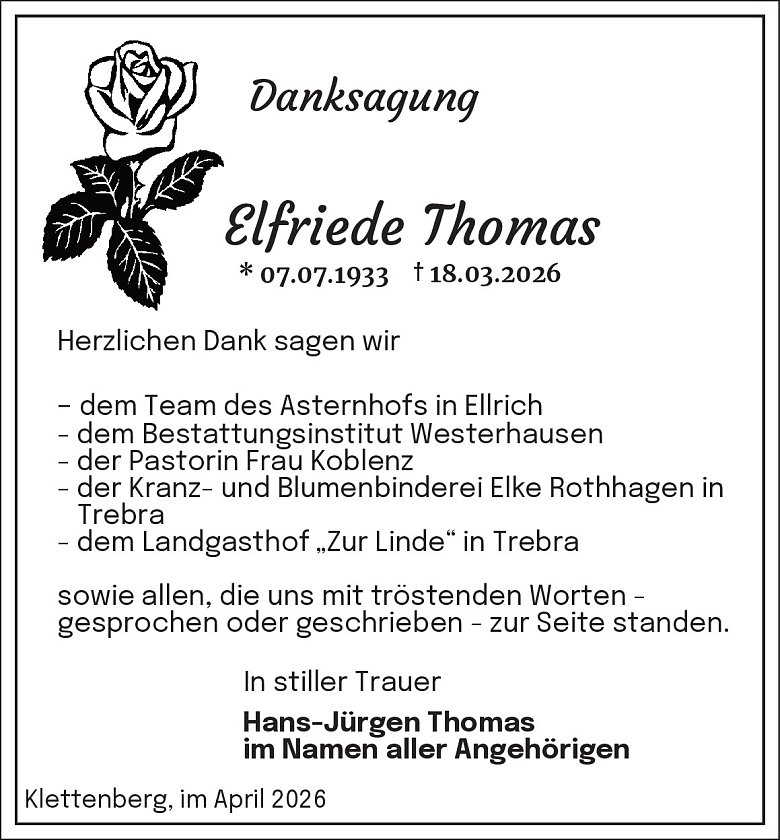 Danksagung (Foto: Best. Westerhausen)