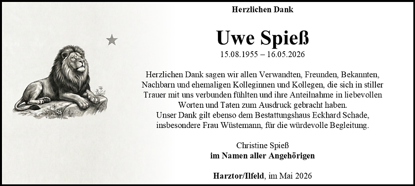 Danksagung (Foto: Bestattungshaus Schade)