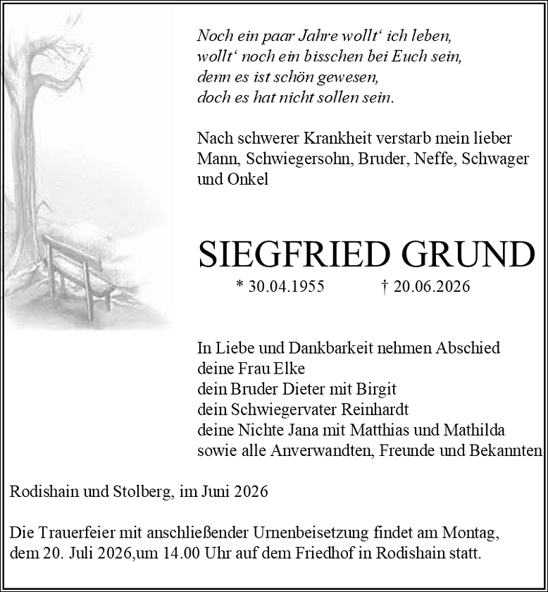 Traueranzeige (Foto: Schade)